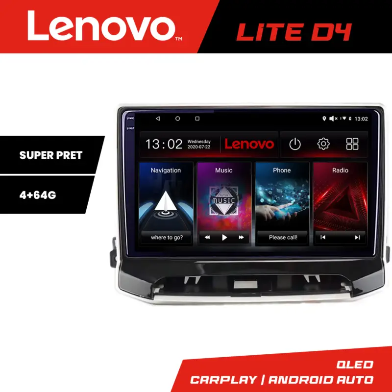 Retur gratuit Navigație Android Jeep Compass 2021+ Lenovo QLED 1K, 4GB RAM, 64GB, CarPlay