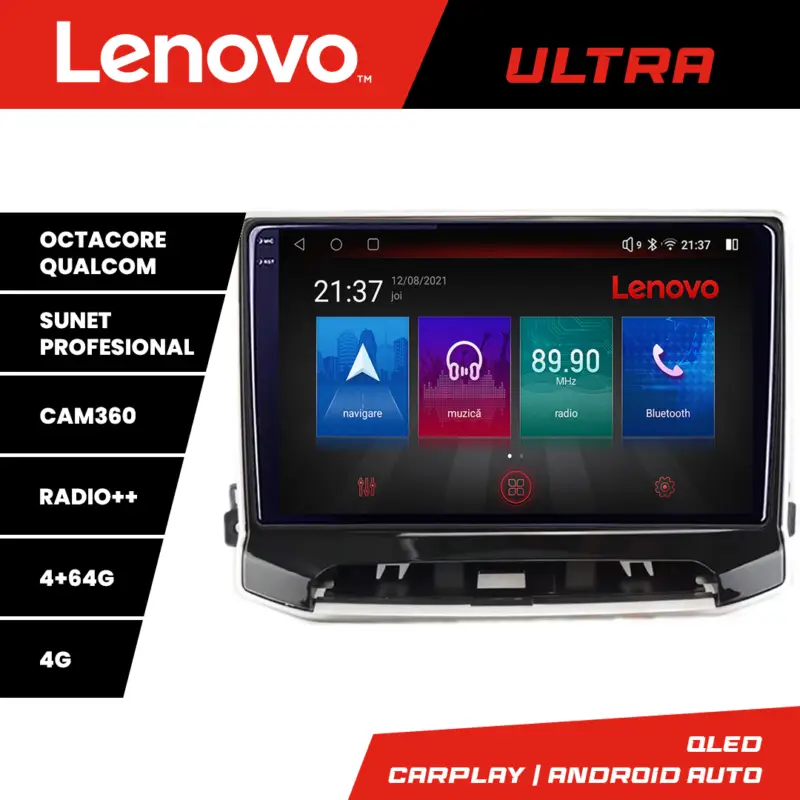 Premium Navigație Android Jeep Compass 2021+ QLED 1K Octa Core 4GB+64GB 4G