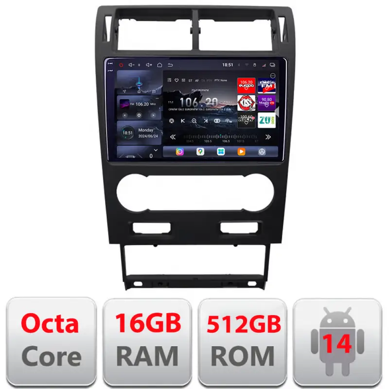 Premium Navigatie Ford Mondeo 2004-2007 2K QLED, Octa Core, 16GB RAM, 512GB