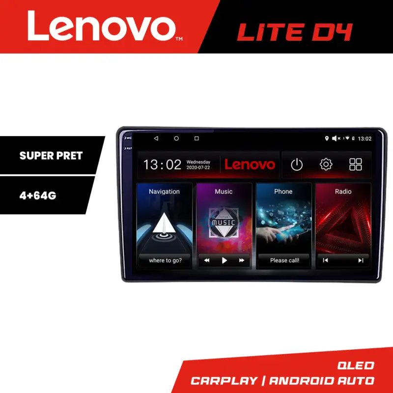 Navigație Android Alfa Romeo Giulietta 2014-2020 QLED 4+64 CarPlay Lenovo Retur ușor
