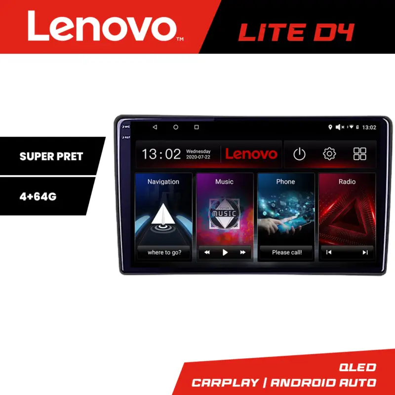 Cumpărături sigure Navigație Android Lenovo QLED 4+64 pentru Ford Focus, Mondeo, S-Max și Galaxy