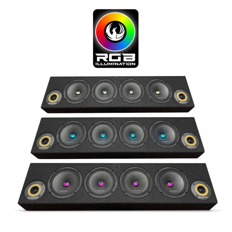 Livrare rapidă Cutie difuzoare auto Phoenix Gold RGB 1700W SPL, 4 midrange si 2 tweetere