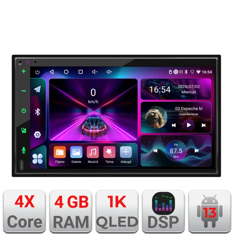 Navigație auto universală E300 7 inch QLED Android, 4GB RAM + 32GB Expediere rapidă