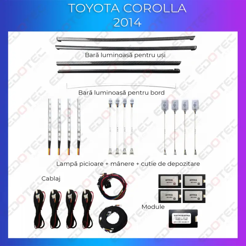 Set lumini ambientale complete pentru Toyota Corolla 2014, control telefon Ieftin