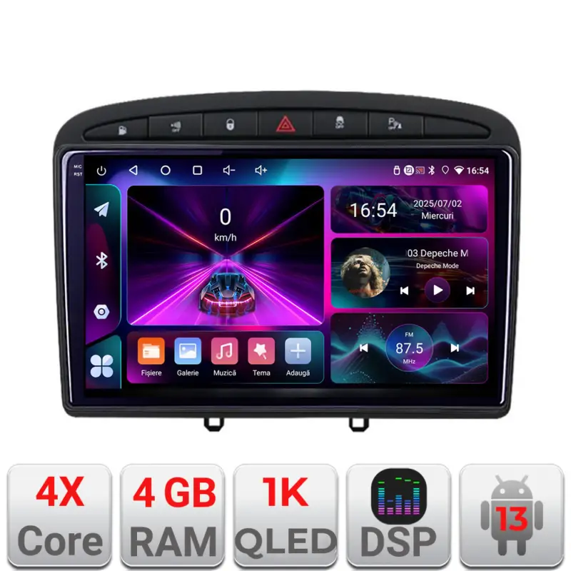 Doar azi Navigatie Peugeot 308 Android 13, 4GB RAM, 64GB, ecran 1K InCell