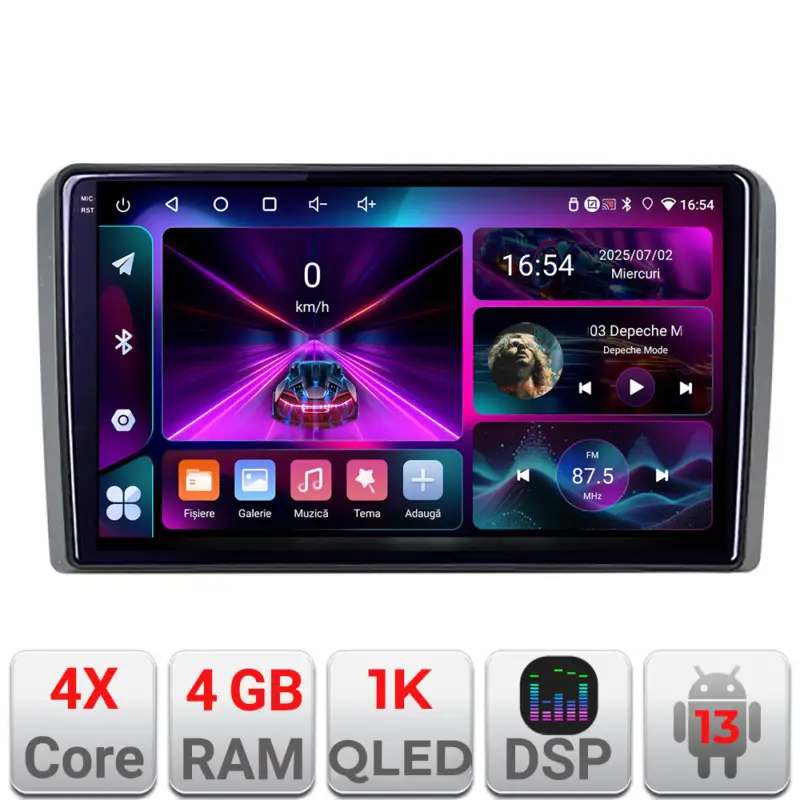 Retur gratuit Navigație Android Audi A3 8P 2003-2014, 4GB RAM, 64GB, ecran 1K InCell