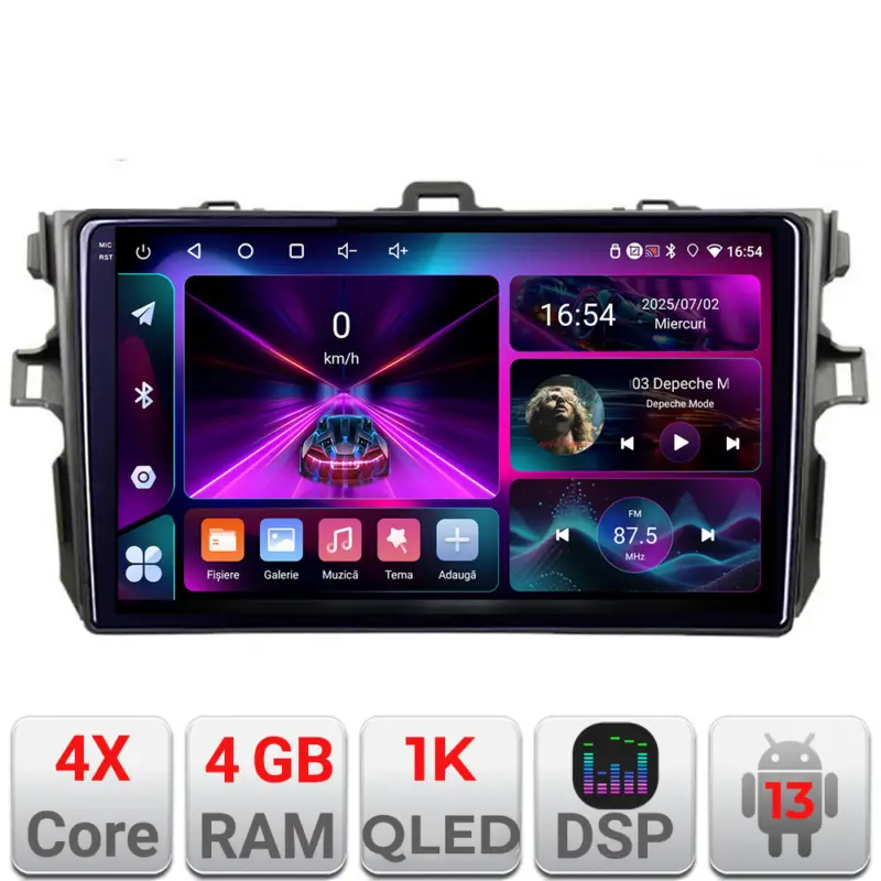 Navigatie Toyota Corolla 2007-2013 Android 13, 4GB RAM, 64GB, ecran 1K Disponibil imediat