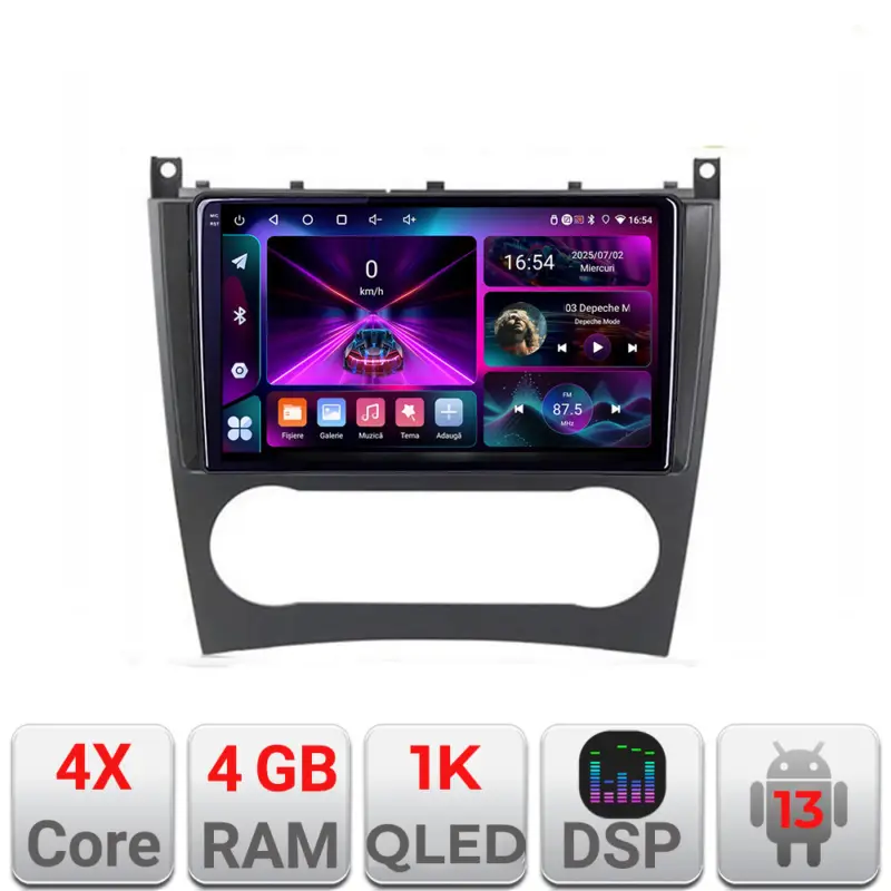 Bestseller Navigație Android Mercedes Clasa C W203 facelift 4+64GB Bluetooth InCell