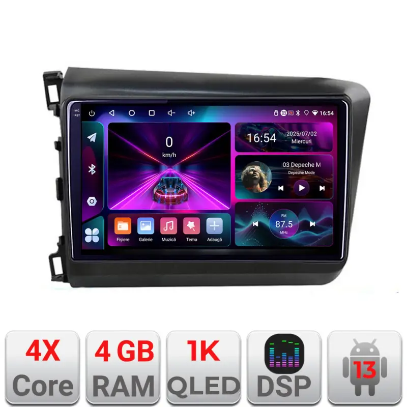 Navigatie Android Honda Civic 2012-2015, 4GB RAM, 64GB, InCell 1K Doar azi