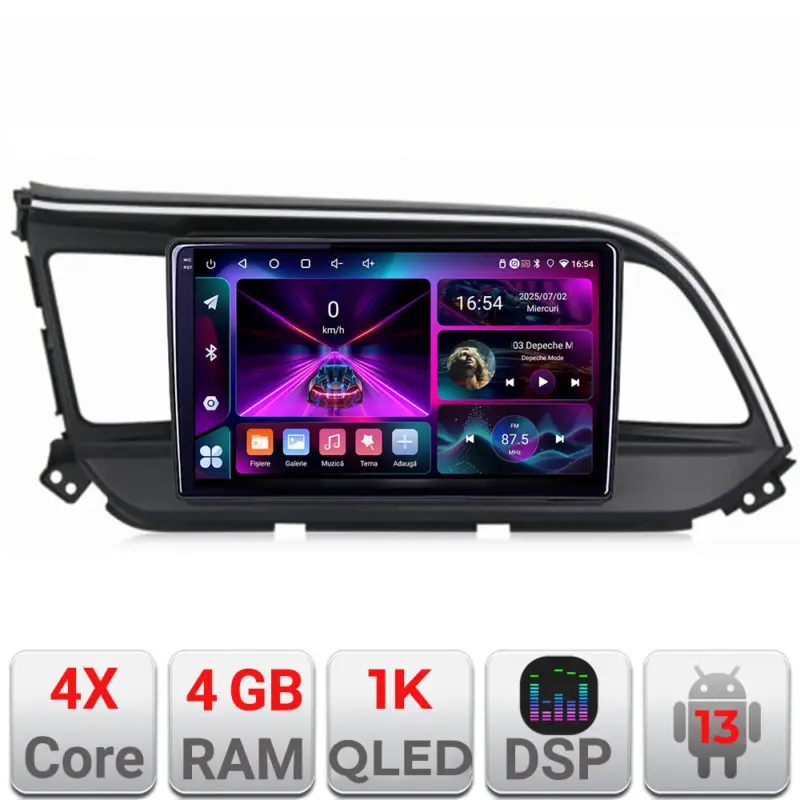Nu rata Navigație Android Hyundai Elantra 2018+ 4GB RAM 64GB ecran 1K
