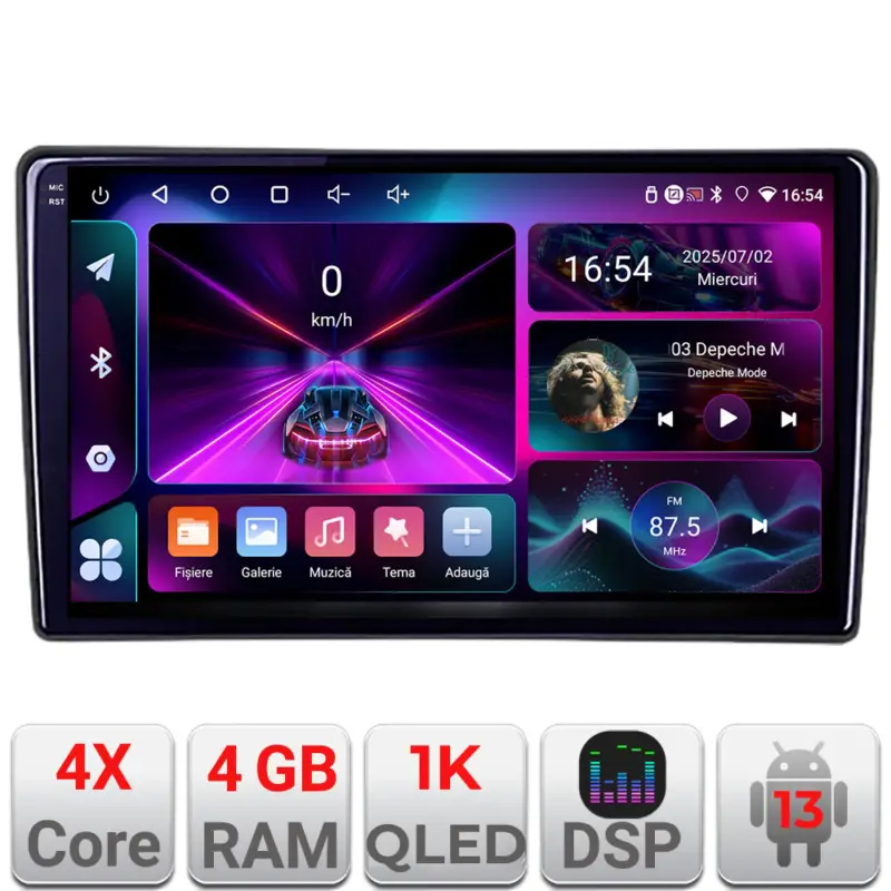 Navigatie auto universala 2DIN 9 inch Android 13, 4GB RAM, 64GB, ecran 1K Chilipir
