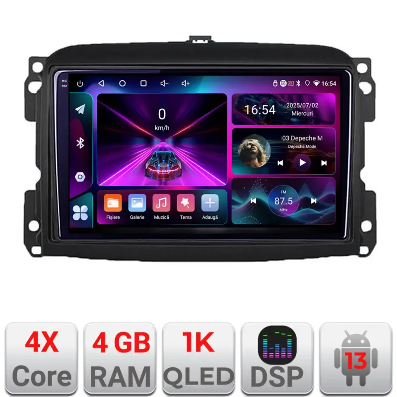 Navigatie Android Fiat 500 2015-2021, 4GB RAM, 64GB, ecran 1K Ofertă