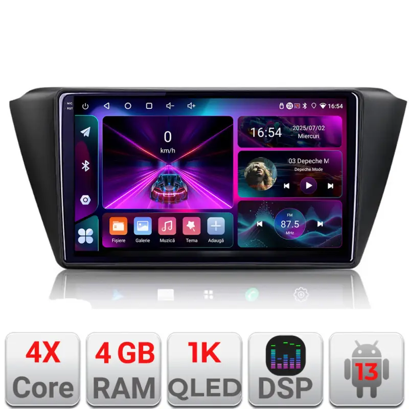 Navigație Android Skoda Fabia 2015+ cu ecran 1K InCell, 4GB RAM și 64GB Chilipir