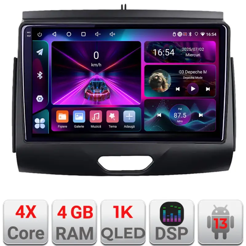 Navigatie Android Ford Ranger 2015+ cu GPS, 4GB RAM, 64GB si ecran InCell 1K Preț promoțional