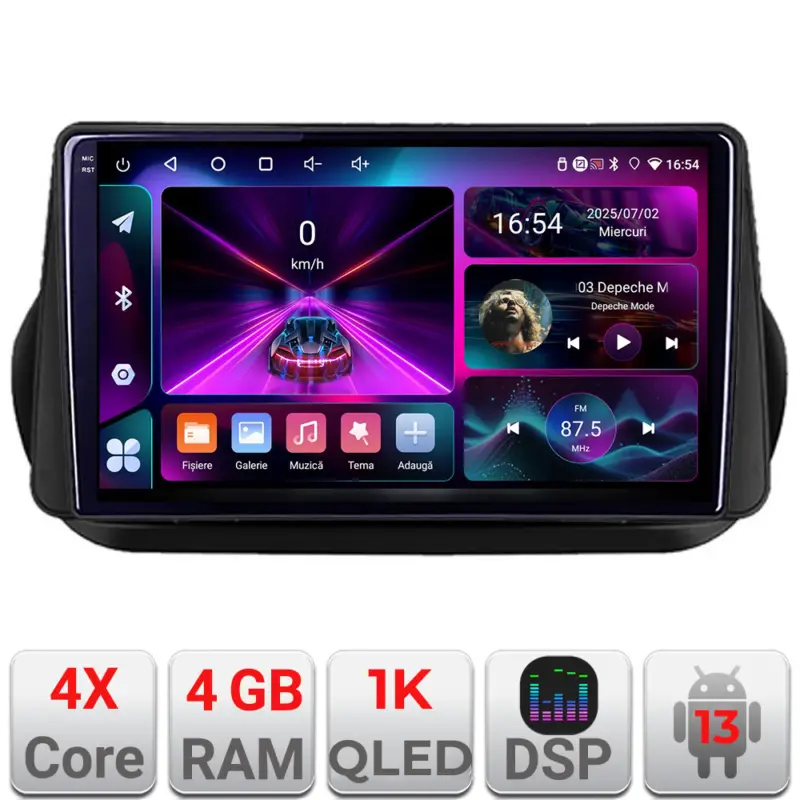 Disponibil imediat Navigație Android Peugeot Bipper, Citroen Nemo, Fiat Qubo 2008-2017 4GB+64GB