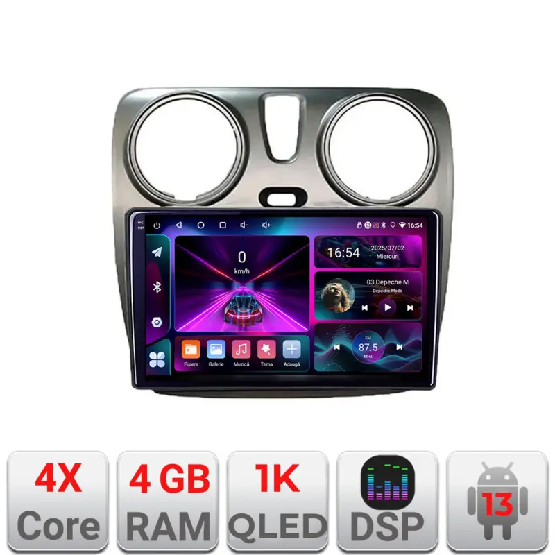 Navigație Dacia Dokker Android 13, QLED, Bluetooth, internet, 4GB RAM Plată securizată