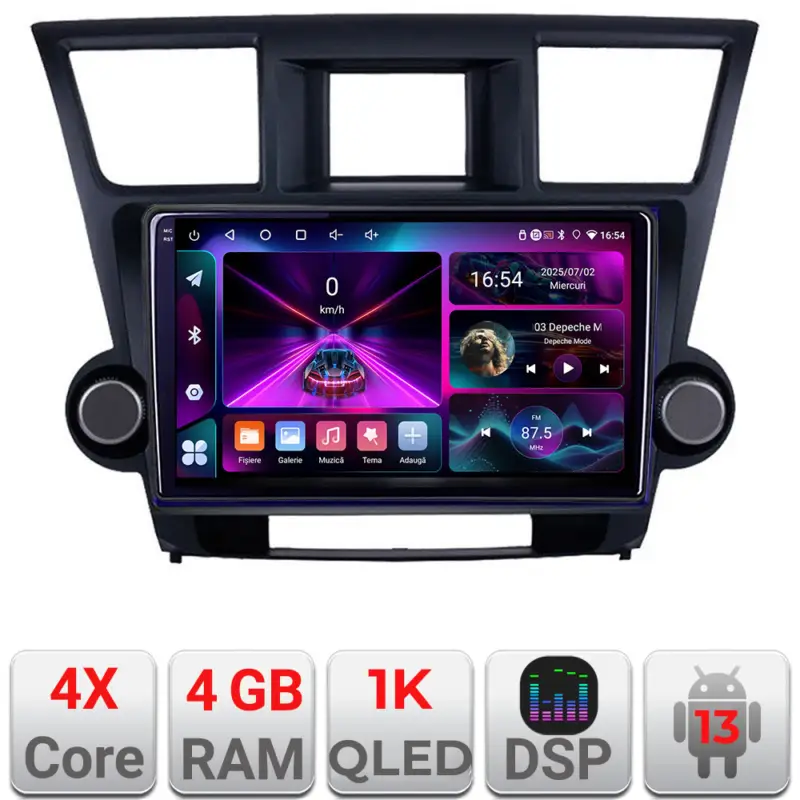 Navigație Android Toyota Highlander 2007-2013, GPS, 4GB RAM, 64GB, InCell 1K Reduceri