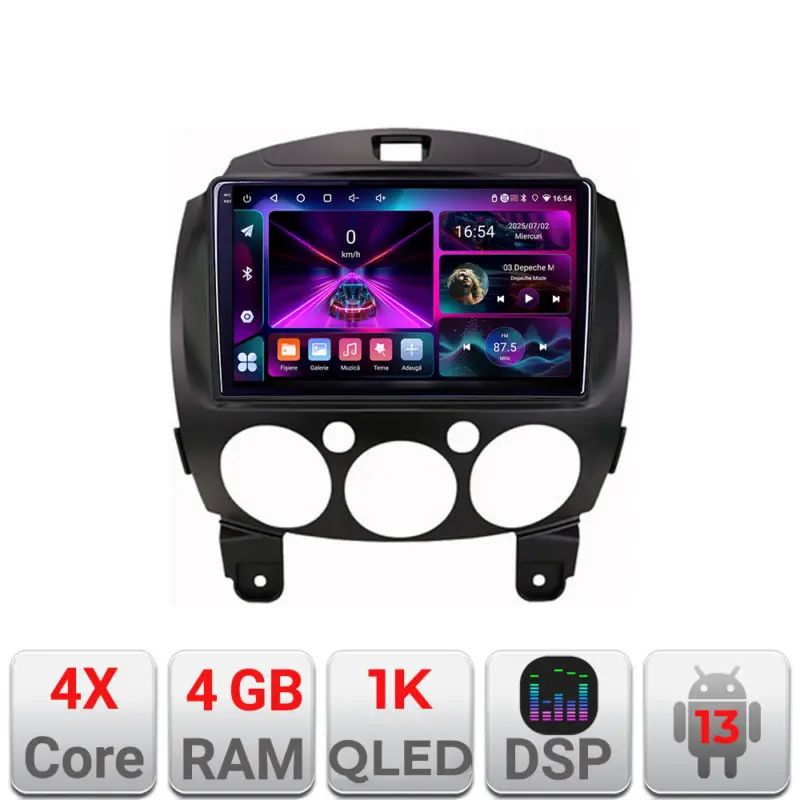 Navigatie Mazda 2 2007-2013 Android 4GB RAM 64GB GPS Internet ecran 1K Preferatul clienților