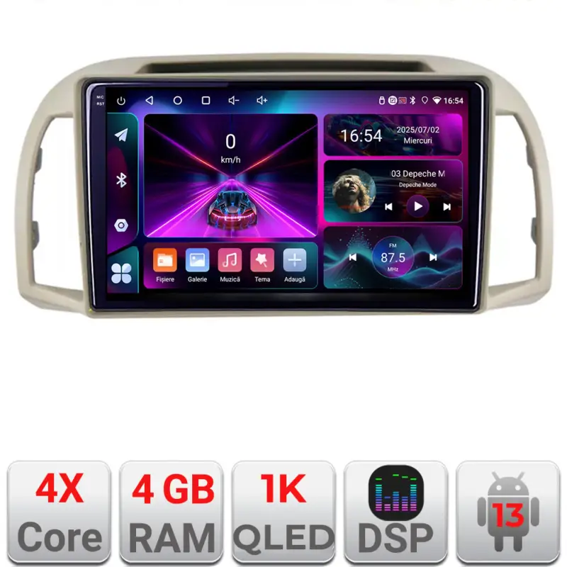 Navigatie Android Nissan Micra 2002-2010, GPS, 4GB RAM, 64GB, ecran 1K Retur ușor