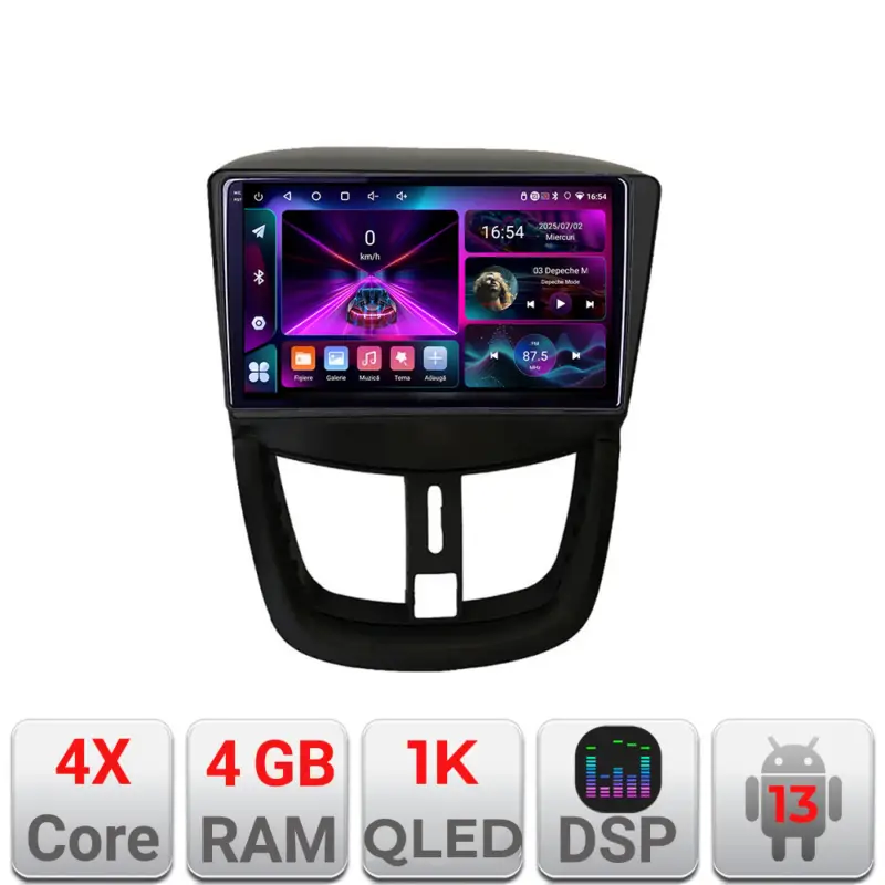 Navigatie Peugeot 207 cu Android 13, 4GB RAM, 64GB si ecran InCell 1K Chilipir