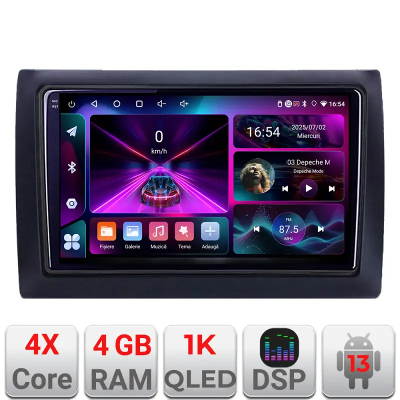 Navigatie Fiat Stilo Android 13, 4GB RAM, 64GB, ecran 1K InCell Transport gratuit
