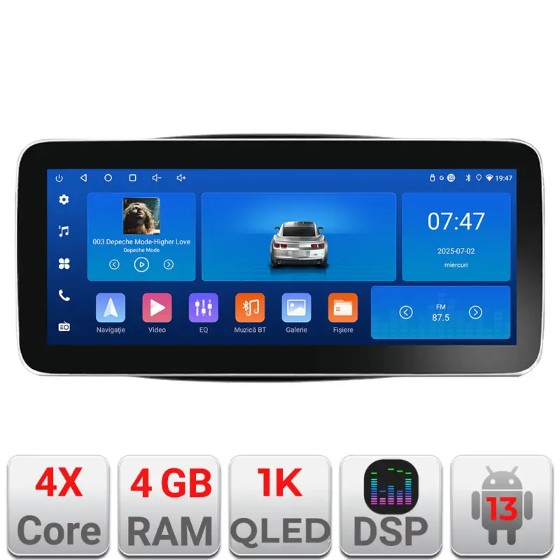 Doar azi Navigație Android Smart ForTwo 2015+ Edotec 12.3 inch 4GB RAM 64GB GPS