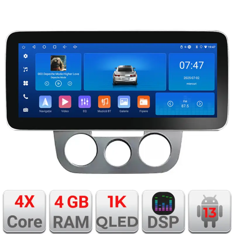 Navigație Android VW Golf 5 2004-2010, 12.3 inch, 4GB+64GB, clima manuală Reducere