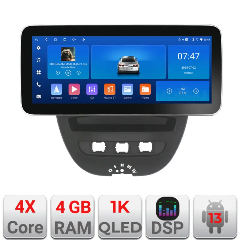 Livrare expres Navigatie Android 12.3 inch pentru Citroen C1, Peugeot 107, Toyota Aygo