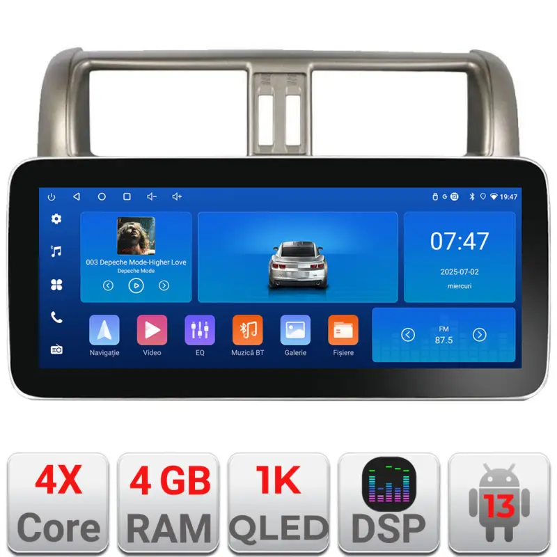 Bestseller Navigatie Android Toyota Prado 2010-2013, 12.3 inch, 4GB RAM, 64GB
