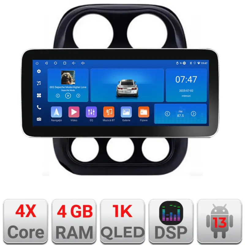Chilipir Navigatie Android Jeep Compass 2010-2016, 12.3 inch, 4GB RAM, 64GB