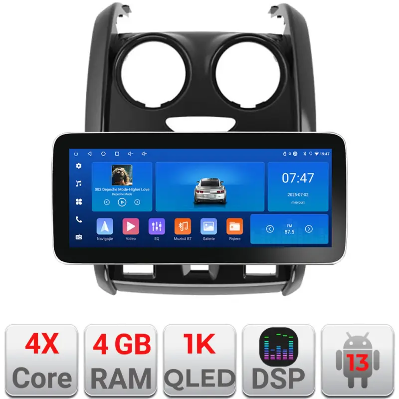 Plată securizată Navigație Dacia Duster 2012-2019 Edotec 12.3 inch Android 13 4GB+64GB