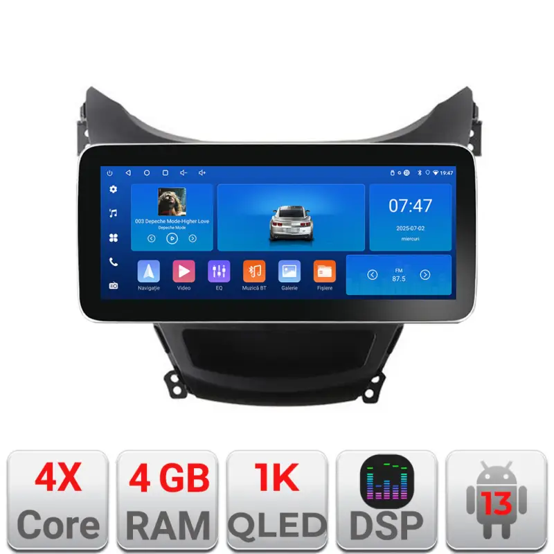 Disponibil imediat Navigație Android Hyundai Elantra 2011-2013, 12.3 inch, 4GB RAM, 64GB