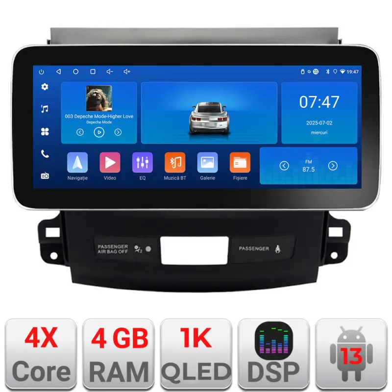 Ultima șansă Navigatie Android 12.3 inch pentru Mitsubishi Outlander 2007-2012, 4GB+64GB