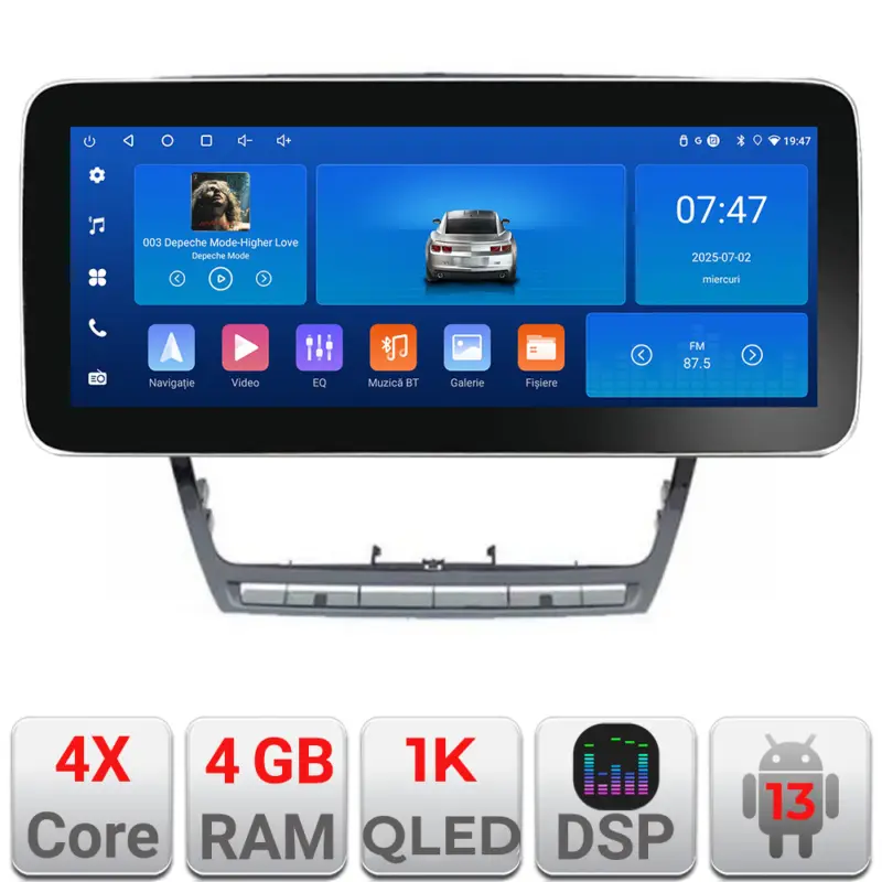 Plată securizată Navigație Android 12.3 inch pentru Skoda Octavia 2 2005-2013, 4+64 GB