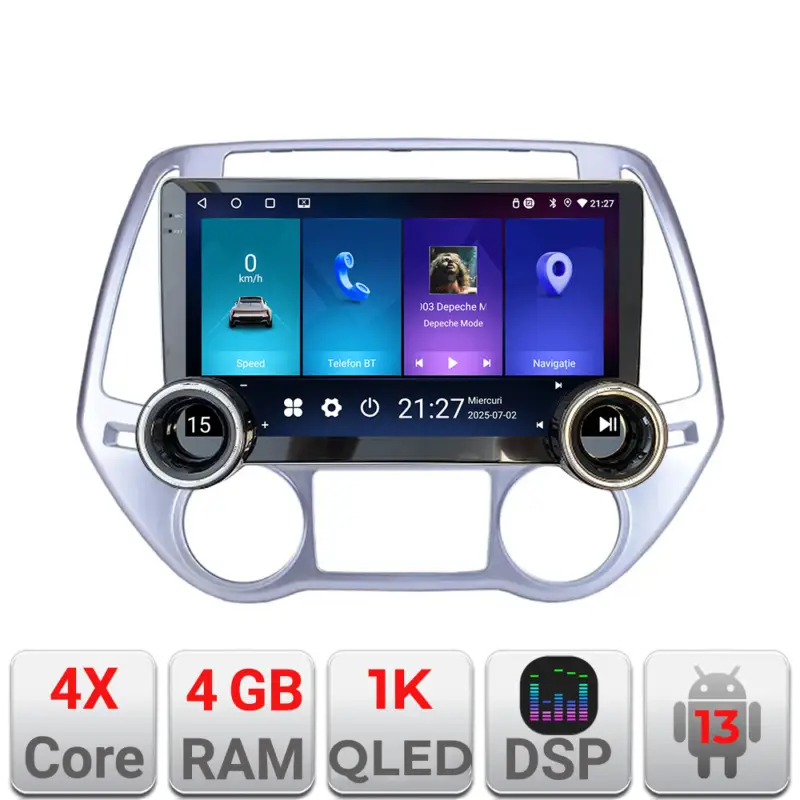 Retur ușor Navigație Hyundai i20 2011-2014 Android 13, 4GB RAM, 64GB, 10.5 inch