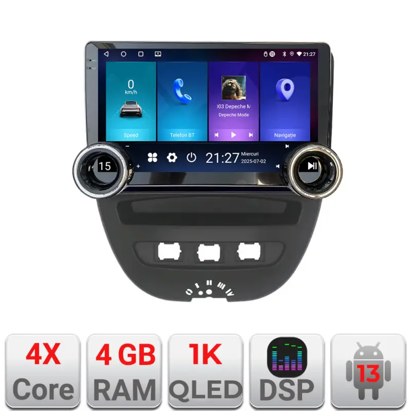 Comandă acum Navigație Android 10.5 inch pentru Citroen C1, Peugeot 107 și Toyota Aygo 2005-2014