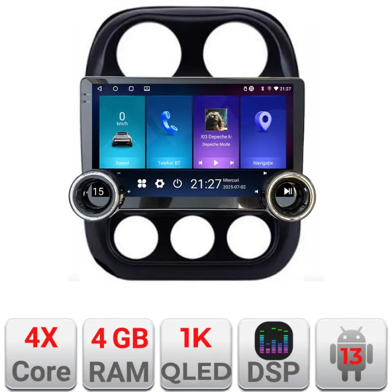 Navigatie Android Jeep Compass 2010-2016, 10.5 inch, 4GB RAM, 64GB Livrare rapidă