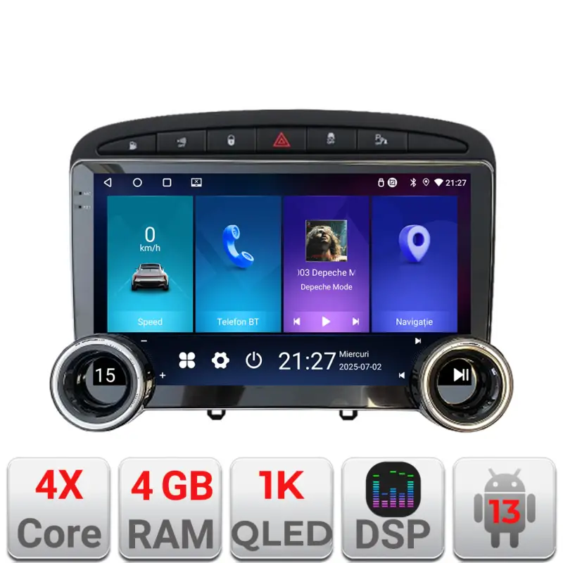 Navigație Peugeot 308 2008-2013 Android 13, 4GB RAM, 64GB, 10.5 inch Retur ușor
