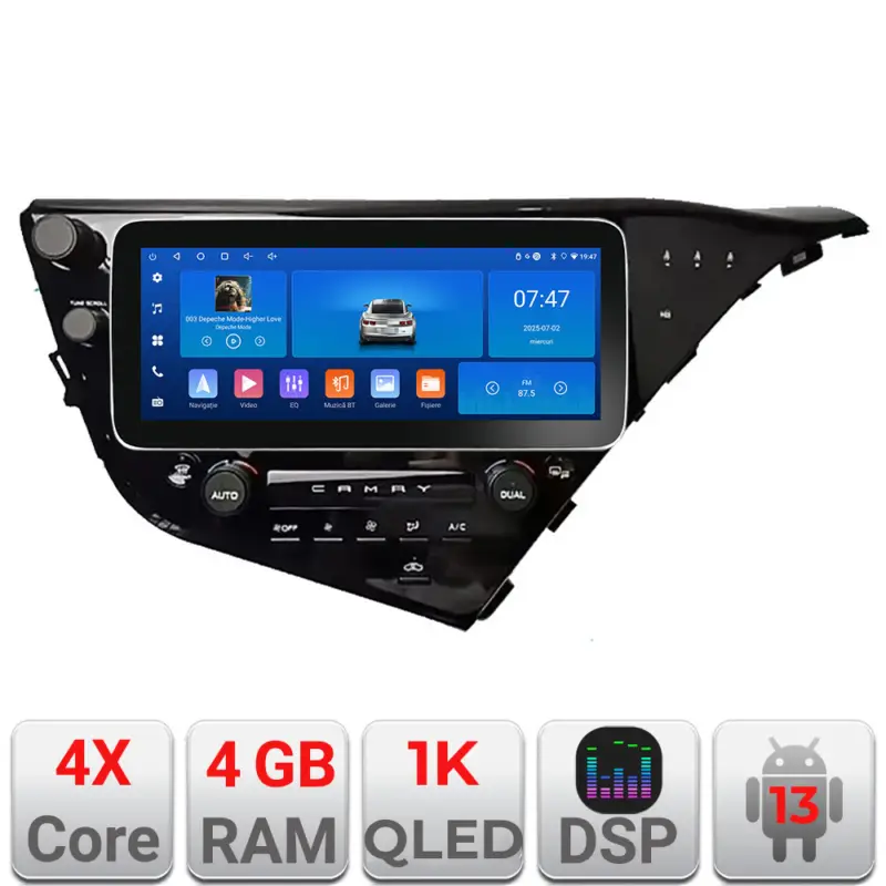 Navigatie Android Toyota Camry 2017-2021 Edotec 4GB+64GB 12.3 inch Disponibil imediat