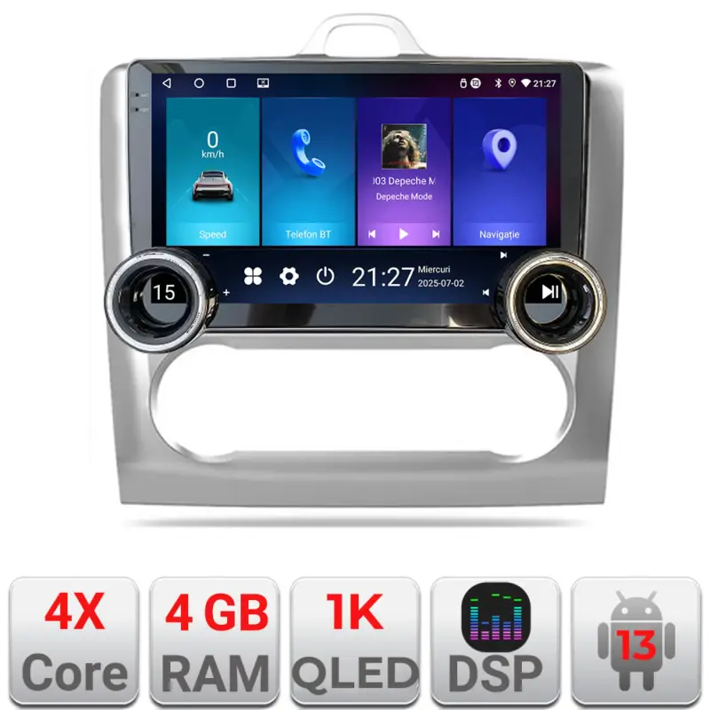 Ofertă limitată Navigatie Android Ford Focus 2004-2011 clima automata, 10.5 inch, 4+64GB