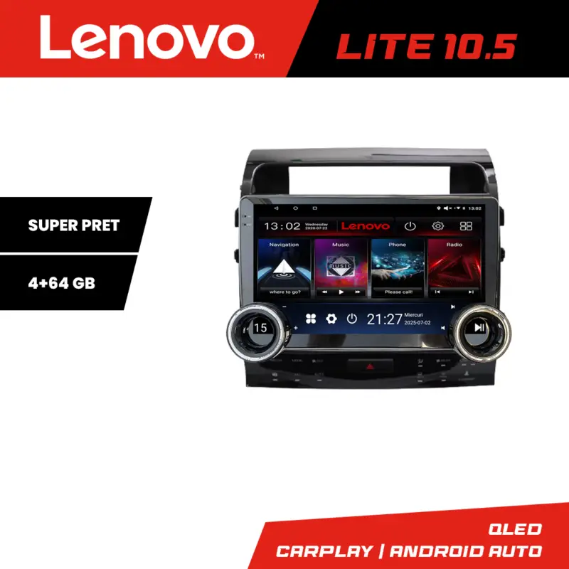 Navigatie Toyota Land Cruiser V8 2009-2020 Lenovo 10.5 inch 4+64 CarPlay Super ofertă