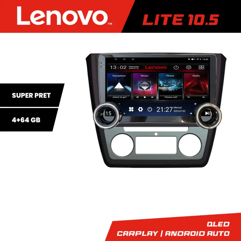Navigatie Android Skoda Yeti 2009-2014 Lenovo 10.5 inch 4+64GB Retur ușor