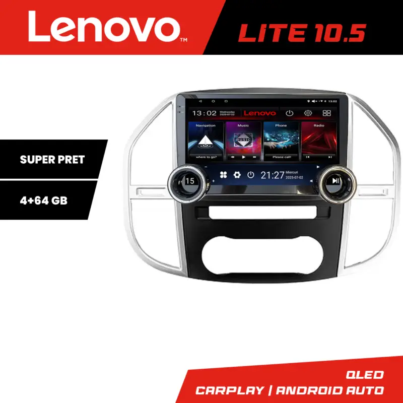 Noutate Navigatie Android Mercedes Vito W447 2016+ Lenovo 10.5 inch 4+64GB