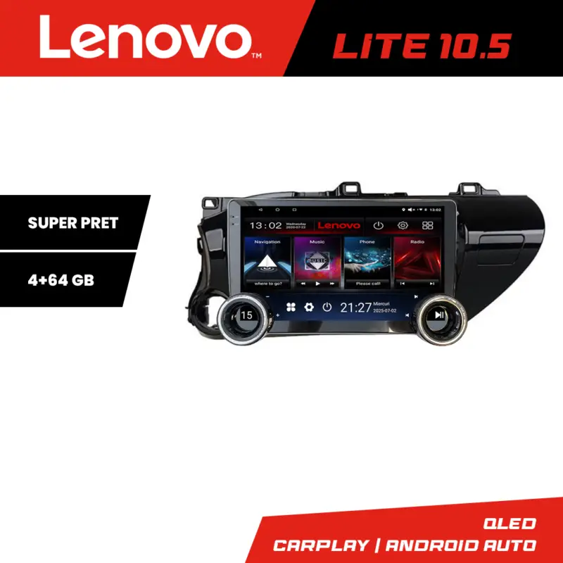 Ultima șansă Navigație Toyota Hilux 2016+ Lenovo 10.5 inch, Android, 4GB RAM, 64GB