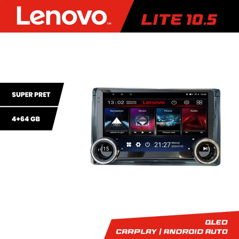 Noutate Navigatie Toyota 2DIN Lenovo 10.5 inch, 4GB RAM, 64GB, Android