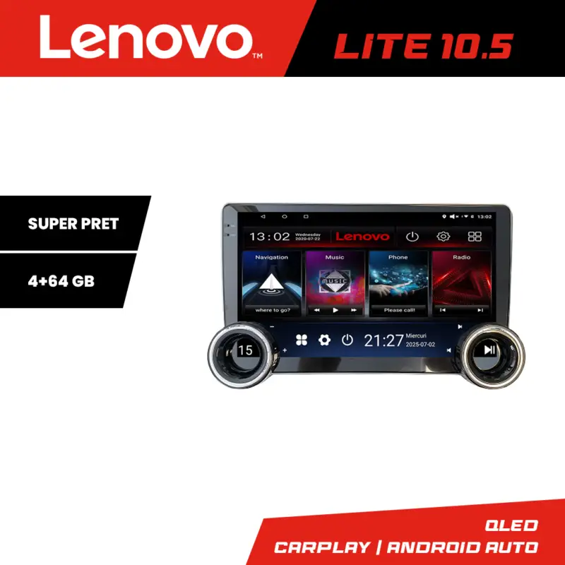 Transport gratuit Navigație Toyota Lenovo 10.5 inch 4+64 GB, Android, GPS, WiFi 5GHz