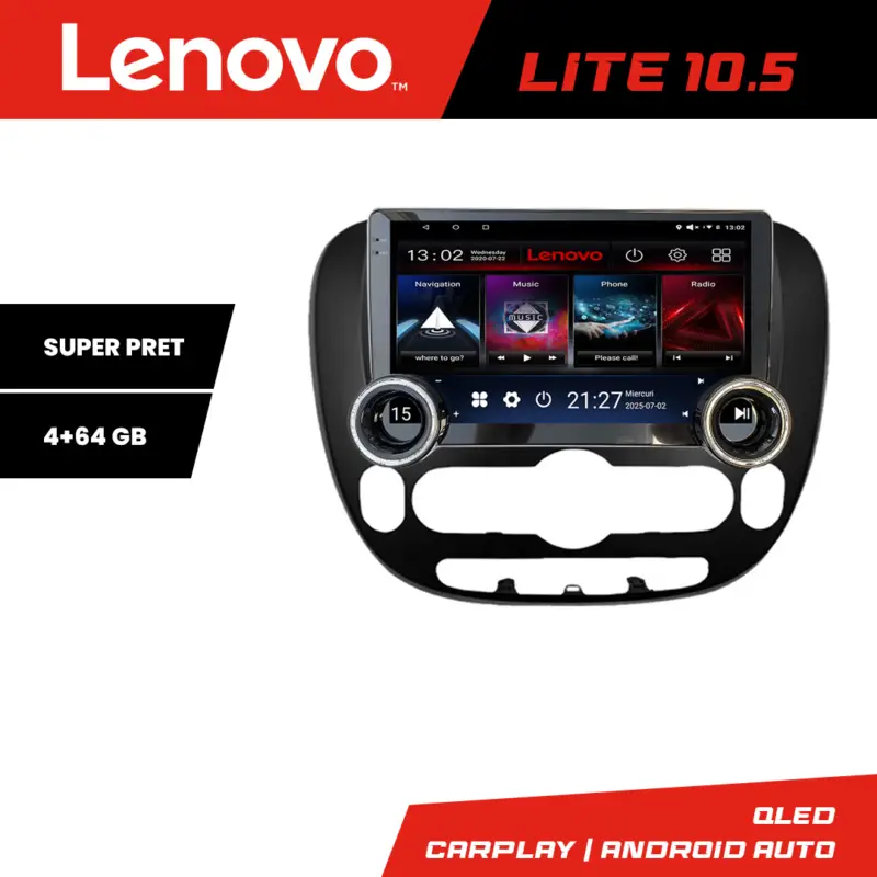 Navigație Android Kia Soul 2014-2019 Lenovo 10.5 inch 4+64GB GPS WiFi Super ofertă