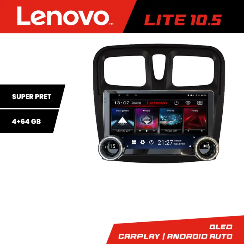 Navigație Android Dacia Sandero 2012-2020 Lenovo 10.5 inch 4GB+64GB Noutate