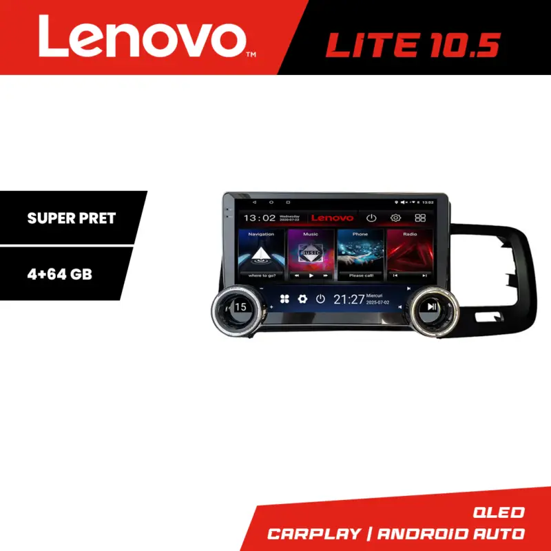 Preț redus Navigație dedicată Volvo S60 2008-2014, 10.5 inch, 4GB+64GB, Lenovo