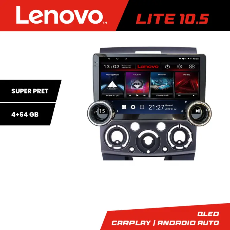 Mai ieftin Navigatie Android Ford Ranger Mazda BT50 2007-2012, 10.5 inch, 4+64GB